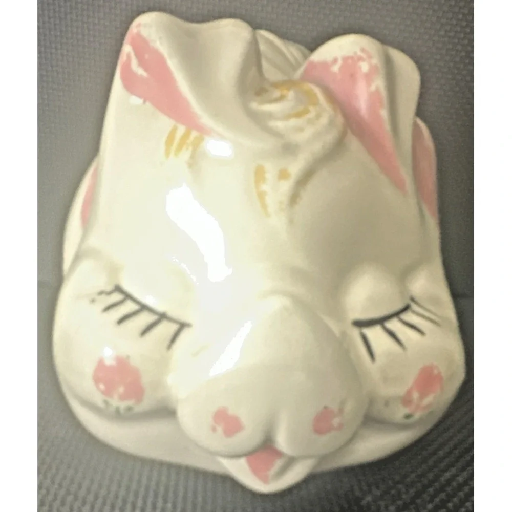 Vintage Ceramic Piggy Bank White with Pink Floral Accents 8